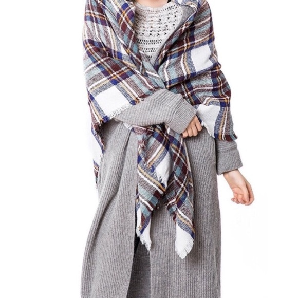 🌲 Fresh Pine Plush Oversized Plaid Blanket Scarf - Picture 5 of 6